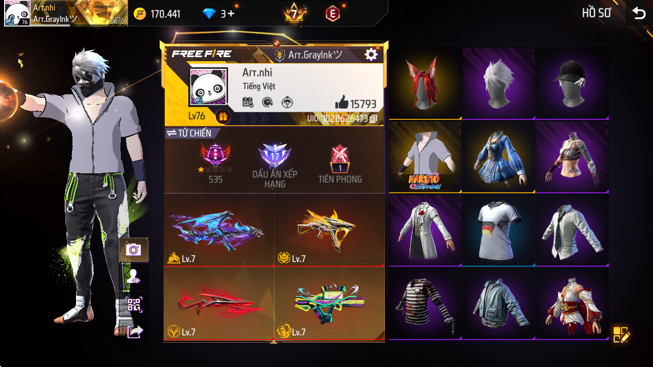 Bán acc Siêu Sale Acc Free Fire